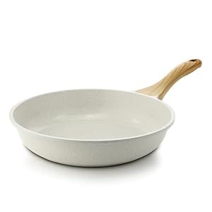 SENSARTE Weiß Keramik 28cm Antihaft Bratpfanne Skillet, Schweizer Granit Beschichtung Omelette Pfanne, Gesunde Stein Kochgeschirr Chef's Pan, Gasherd und Induktion Kompatibel