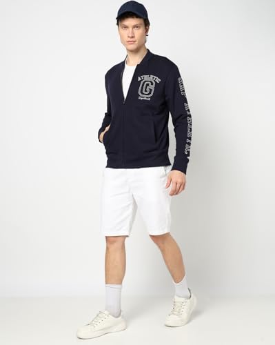 Image of Gap Men Graphic Print Full Sleeves Collared Neck Sweatshirt