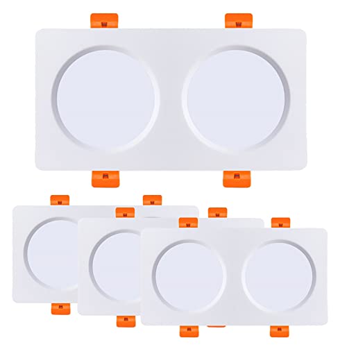 Lot de 4 Spots Doubles encastrables carrés 10 W-36 W, 85-265 V, 6 000 K, pour Cuisine, Montage encastré, Noir/Blanc