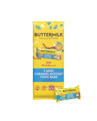 Buttermilk Plant Powered Vegan Dairy Free Mini Caramel Nougat Choc Bar 25g Multi 125g