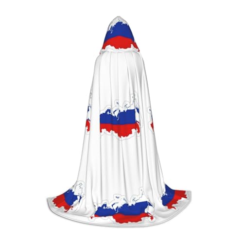 Cape à capuche drapeau russe longue pour costume d'Halloween et bal masqué
