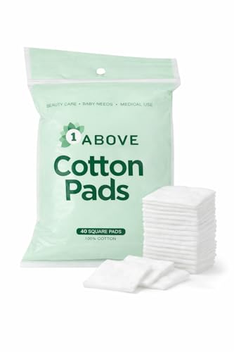 Pack of 40 Square Cotton Wool Pads — 100% Pure Cotton | Soft Facial Pads for Daily Cleansing, Toning & Moisturising | Suitable for All Skin Types