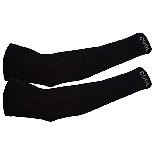 Image of UV Protection Arm Sleeves for Men & Women | Black Hand Sleeves for Sun Protection, Driving, Sports & Outdoor Use | Breathable Stretchable Full Arm Covers (Pack of 2)