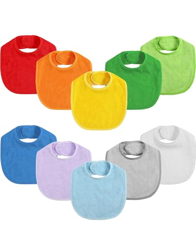 Image of JaGely 10 Pcs Baby Drool Bibs for Boys Girls Multicolor Cotton Waterproof Feeder Newborn Teething and Drooling (Vivid Color)
