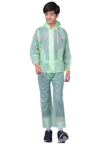 Image of Dollar Kids Waterproof PVC Raincoat Jacket & Pant Set | Zipper & Button Closure | Adjustable Hood & Pocket | Lightweight Full Body Rainwear Suit for Boys & Girls