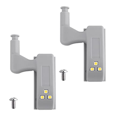 Qrity 2 Pièces LED Lumières Charnière, Froid Capteur de Lumière, Lampe de Nuit d'armoire , Blanc Capteur Intérieur Charnière Lumière, pour Placard Armoire Cuisine Cover