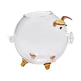 Vasos de cóctel únicos con forma de cerdo de 220 ml, taza de café y vino con pajita, taza de jugo, cristalería novedosa, vasos divertidos para el hogar, bar, Navidad, fiesta de vacaciones (amarillo)