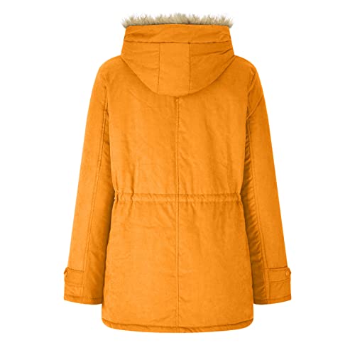Womens Hooded Warm Coats Winter Windbreaker Warm Ski Trench Jacket Thick Fleece Lined Parka Outwear With Faux Fur Hood #TOP5