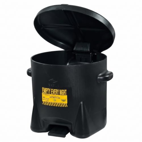 Image of Eagle Oily Waste Can, Self-Closing Lid, 10 Gallon, Made in the USA, Black