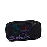 satch Schlamperbox extra groß inkl. Trennfach Reißverschlussfach Stiftehalter Geodreieck Sichtfenster für Stundenplan Night Vision - Schwarz