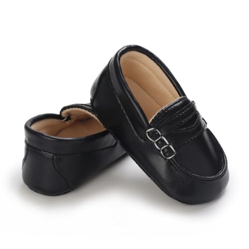 Lonsoen Classic Baby Girls Boys Dress Oxford Loafers Infant Prewalk Shoes,Bay253 Black 6-12 Months thumb #2