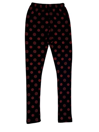 Image of IndiWeaves Girls Combo Pack of Warm Wollen Printed and Solid Leggings for Winters (Maroon,Black,11-12 Years) Pack of 2