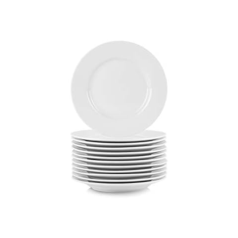 10 Strawberry Street 6" Catering Round Appetizer Plate, Set of 12, White Cover
