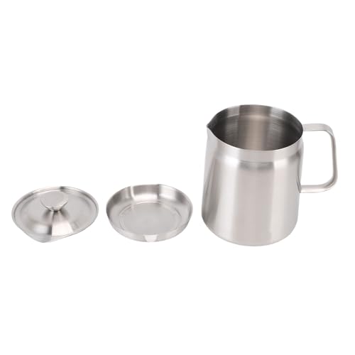 TIKATARER Ahorrador de Grasa de Tocino de Acero Inoxidable, Contenedor de Grasa Multiusos con Colador, Fondo Antideslizante, Tapa a Prueba de Polvo para Tocino, Aceite para Freír (1500ml)