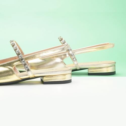 C.Paravano Women's Slingback Flats Crystal Strap Pointed Toe Sandals Comfortable Leather Dress Shoes for Wedding, Party, Work & Everyday Casual3