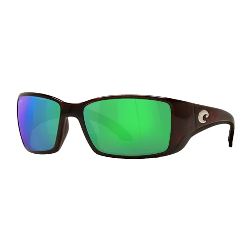 Costa Del Mar Sunglasses for Men - Blackfin Mens Polarized Sunglasses - Fishing, Boating & Beach UV Protection - Size 62 - Tortoise/Green Mirror 580P