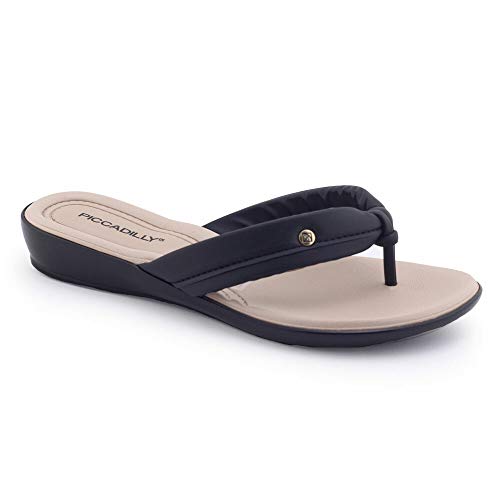 Tamanco Dedo Feminino Piccadilly Clássica Confortável Com Tiras De Tecido Almofadadas 500261 2 Preto