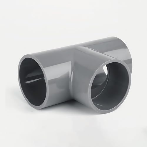 LEPEVNEY U-PVC 3-Way T-Shaped Elbow Connector DN50, Furniture Grade Pipe Fitting 25x63mm for Furniture, Shelves, Pool, Gray 1pcs