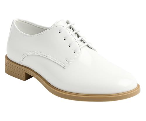 SIRRI Garçons Derby Brevet Robe Formelle Chaussures Blanche à Lacets Chaussures de Bal de Mariage Taille 25
