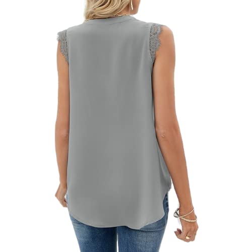 Débardeur en dentelle haut de gamme col en V taille L gris foncé - 3