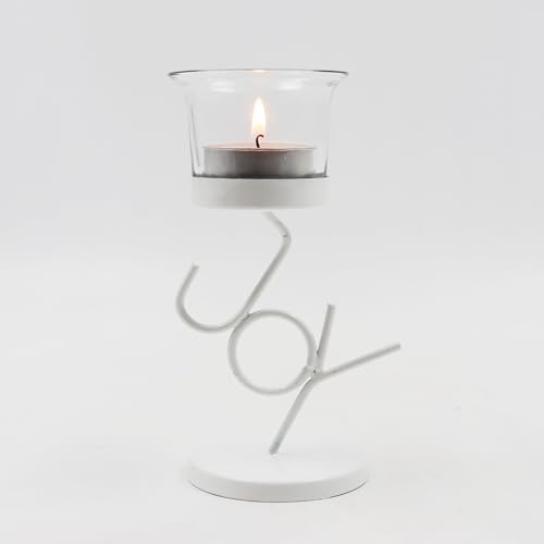Image of HOSLEY Clear Glass Tealight Candle Holders|White Tealight Candle Holders with Glass Holders Perfect for Home Decor Tabletop Centerpiece| Pack of 1 with Pack of 1 Tealights