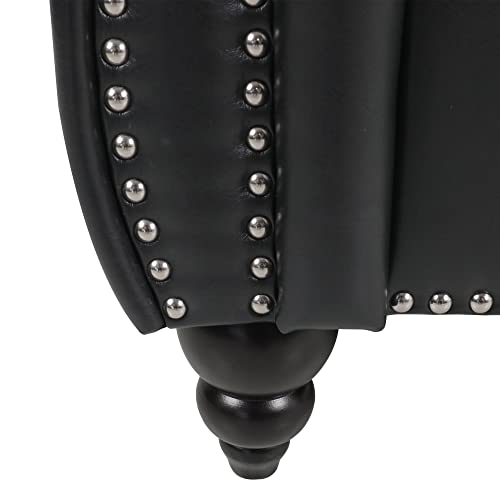 Chesterfield Chair, Modern Leather Tufted Accent Sofa Couch Chair With Rolled Arms And Nailhead For Living Room, Bedroom, Office, Apartment (Black) #TOP5