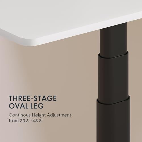 Image of FLEXISPOT E6 Pro Oval Leg Dual Motor 3 Stages Standing Desk 48x30 Inch Skin-Friendly Electric Height Adjustable Whole-Piece Sit Stand Up Desk 150KG Load Capacity (Black Frame + White Desktop)