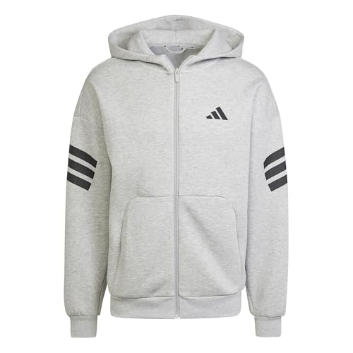 Adidas Herren Future Icons Three Stripes Full-Zip Hoodie, Medium Grey Heather, M