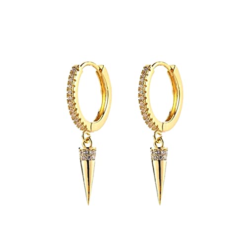 Boucles d'oreilles pendantes cône en argent et zircone cubique haut de gamme