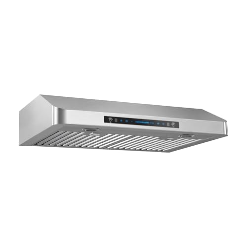 JOCO 30 Inch Under Cabinet Range Hood, 900 CFM Stainless Steel Kitchen Vent Hood, 4-Speed Gesture/Touch/Remote Control C01-30G