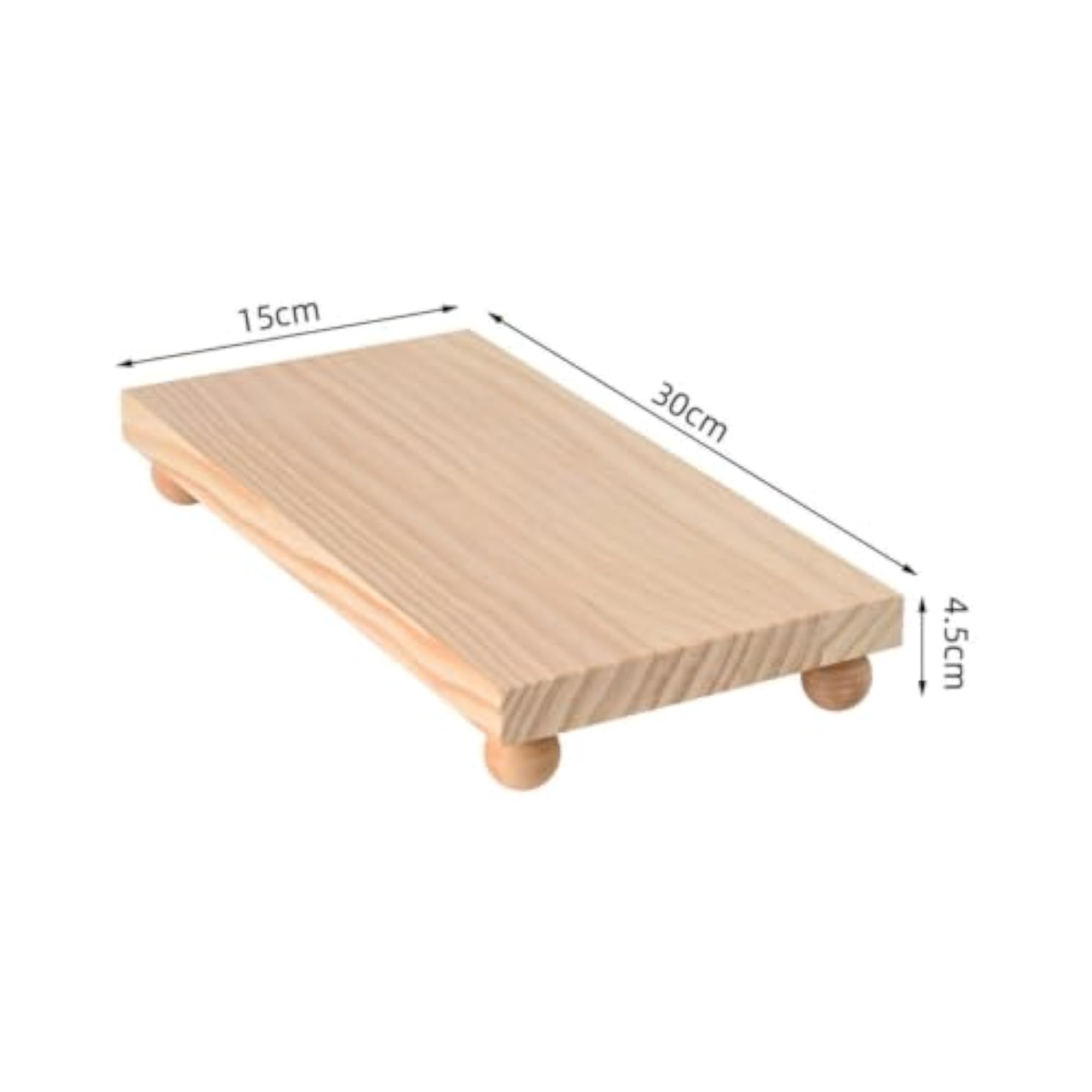 Rectangular Wooden Tray with Feet, Minimalist Wood Riser