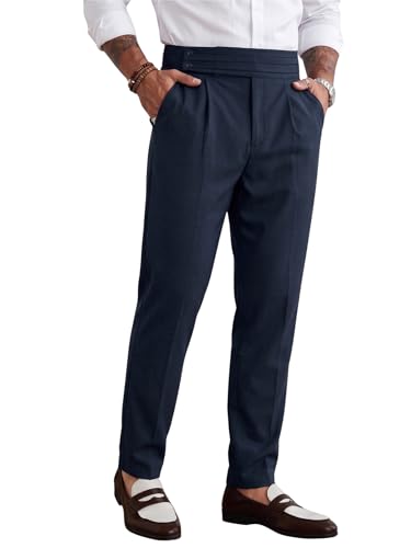 Image of TOPLOT Men's Cotton Casual Trouser | Elegant Pleated Front with Dual-Button Waistband | Comfortable Stretch Elasticity for Easy Movement | Tapered Ankle Finish | Casual & Office Wear (5277)