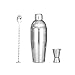 DELITLS Margarita Mezclador de bebidas coctelera y medidor y cuchara de mezcla, 3 piezas profesional de acero inoxidable Bar herramientas fiesta coctelera Set (plata)