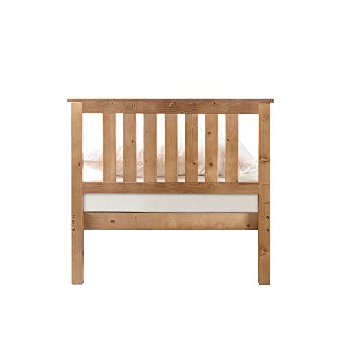 Mellow Marley 14 Inch Solid Wood Platform Bed with Paneled Headboard, Natural Pine, Twin
