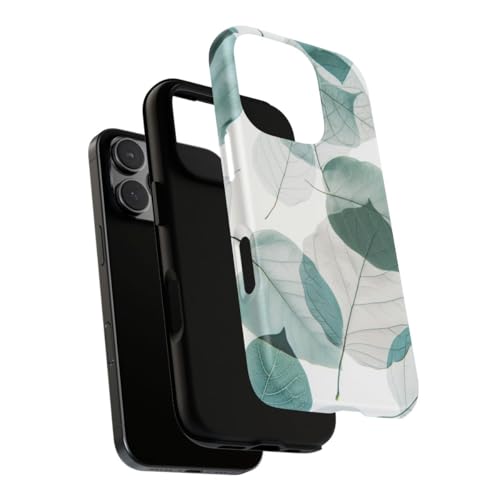 Coque iPhone 16 Pro rigide mate finition premium feuilles bleues - 3
