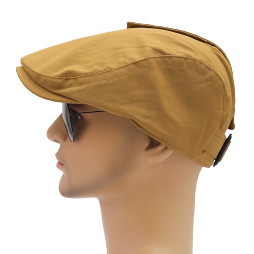Image of ZLYC Men Cotton Flat Cap Summer Scally Ivy Gatsby Newsboy Beret Driver Cabbie Hunting Hat