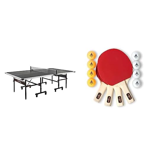 JOOLA Centric - Professional Table Tennis Table with Quick Clamp Ping Pong Net and Post Set - with Paddle Set