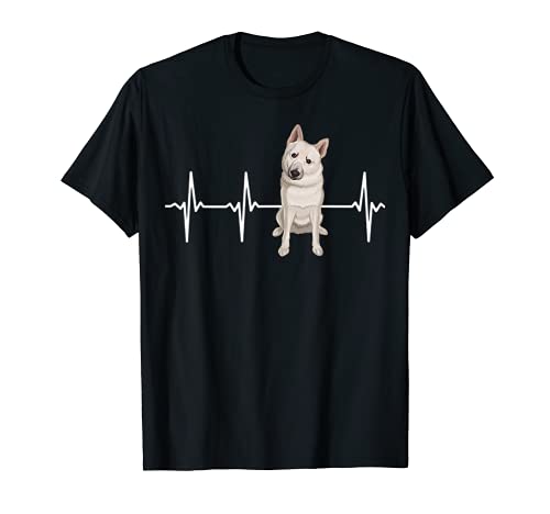 Norwegian Buhund Heartbeat Dog Lover T-Shirt, Black