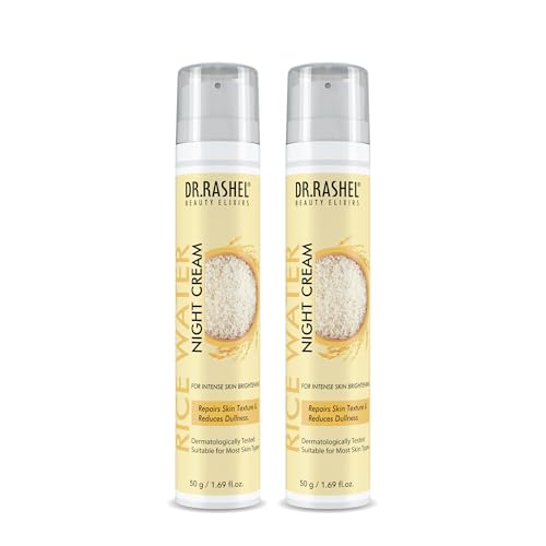 Image of Dr.Rashel Rice Water Night Cream, Deep Moisturizing Face Cream, Collagen Boosting, Brightening Formula, Pack of 2 (50g Each)