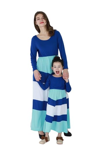 FLITAY Oversized Stripe Print Mommy and Me Dresses Spring Ruched Family Matching Dress Flared Hem Lightweight Dress2