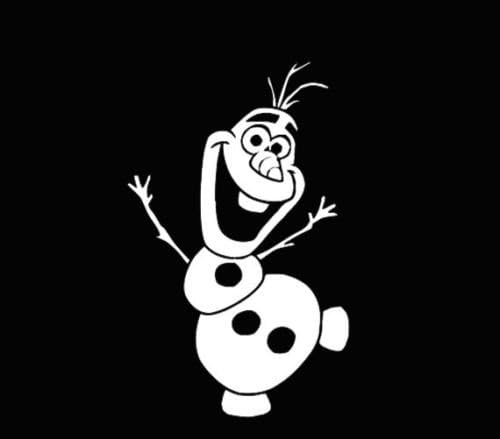 Olaf Frozen Car Window Decal Sticker White, Die cut vinyl decal for windows, cars, trucks, tool boxes, laptops, MacBook - virtually any hard, smooth surface