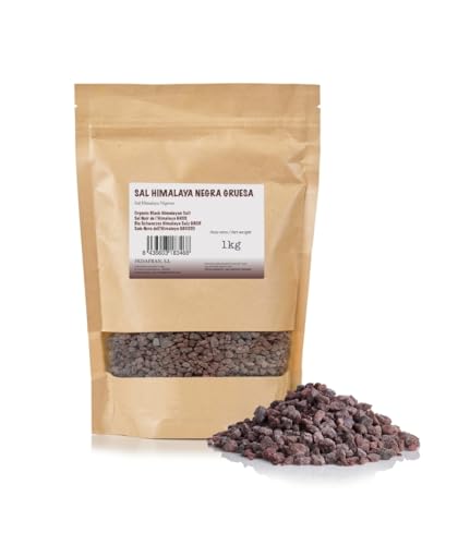 FRISAFRAN | Sal Negra Del Himalaya Gruesa 1kg | sal himalaya negra gruesa | 100% Natural | Sal Kala Namak | Sal Negra Sazonar, Condimentar | Saludable | Himlaya sal negra Sin Refinar | Sin Aditivos