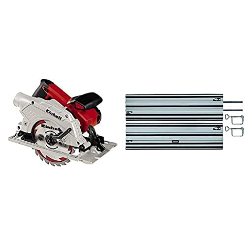 Einhell Scie circulaire TE-CS 165 (1200 W, 24 dents, Poignée supplémentaire, Adaptateur pour aspiration) + Rail de guidage