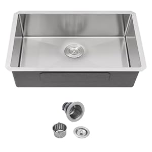 33 inch Undermount Kitchen Sink – Oumuch 33×19 Undermount Kitchen Sink 18 Gauge Stainless Steel Sinks Single Bowl Under Counter Basin for Kitchens