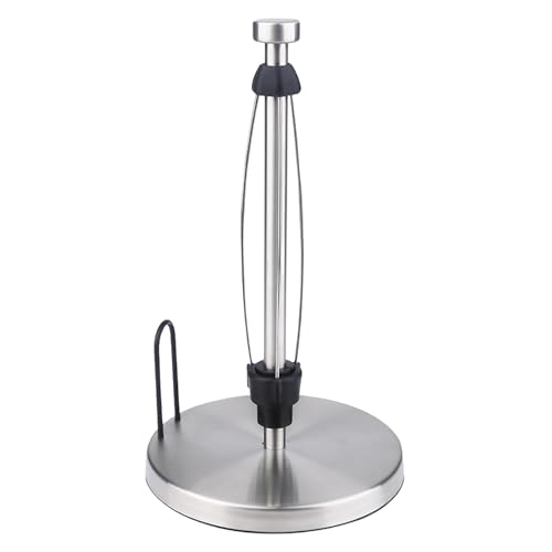 Aquafix キッチンペーパーホルダー ステンレス材質 ペーパータオル ホルダー ロールホルダー 片手で切れる シンプルデザイン 錆びにくい 耐久性 省スペース 卓上/台所収納用（シルバー）