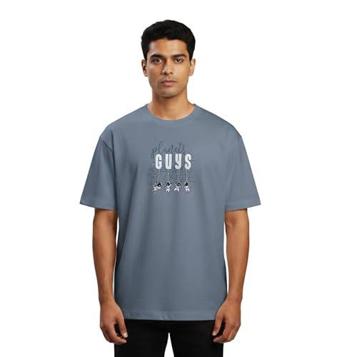 Image of VONIX Men's Cotton Oversized T-Shirt | Premium Soft Fabric | Relaxed Fit Half Sleeve Tee | Quick-Dry, Fade-Free, Durable Casual Use Top