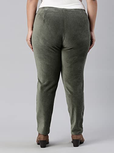 Image of GO COLORS Solid Corduroy Treggings for Women | Warmtech, Mid Rise, Side Pocket