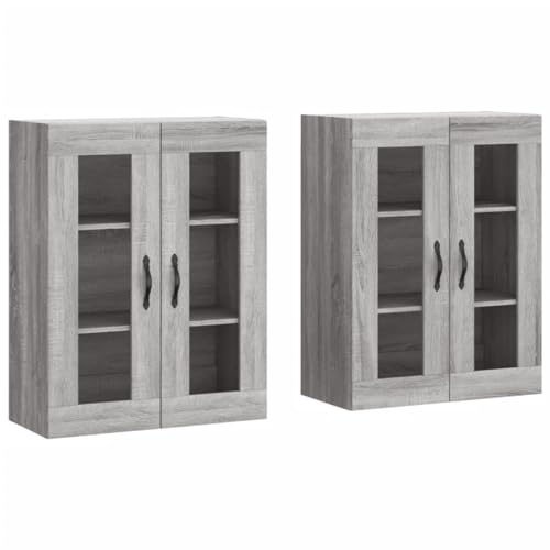 vidaXL Armarios de Pared 2 uds, Armarios Flotantes de Almacenaje, Aparadores Colgantes, Armarios Auxiliares, Madera de Ingeniería Gris Sonoma