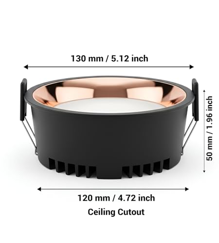 Image of FILLISKA Recessed LED Downlight with Luxurious MattBlack & Rosegold Finish (1, Warm White (3000k), 18, Watts)(2 Years Warranty)