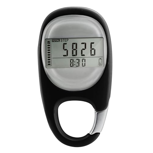 Monwssoe Pedometers, 3D Pedometer for Walking, Accurate Step Counter Tracks Steps, Distance, Calories, Portable Clip-On Activity trackers (Black)